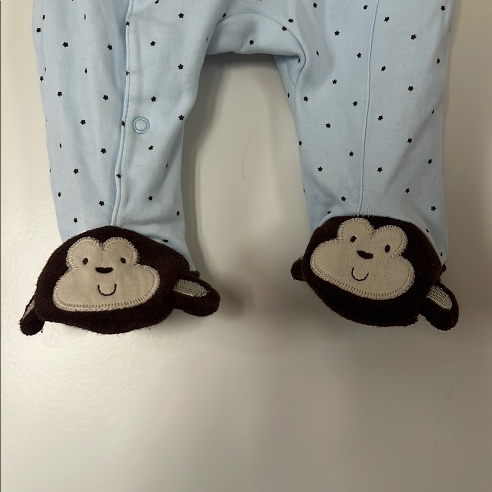 Little Me | (NB) Baby Blue Polka Dot Monkey One Piece - Picture 4 of 5